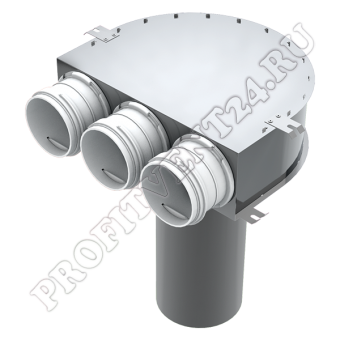 Пленум потолочный круглый на три выхода d=54,5 мм BlauFast RPZ 125/63х3 M для соединения вентиляционной решетки с каналами BlauFast Ø 63мм