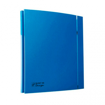 Вентилятор малошумный Silent-100 CZ DESIGN Blue 4C Soler&Palau с индикатором и обратным клапаном и цветными полосками голубой Ø100