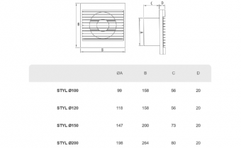 Вентилятор STYL 120 W-C DOSPEL с таймером белый Ø120